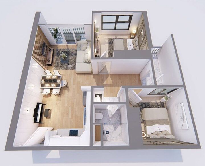 Chung cư 2 ngủ diện tích 50m2